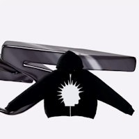 a black hoodie with a white head on it